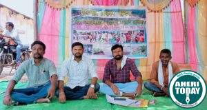 मेड्डीगड्डा प्रकल्पमुळे नुकसान झालेल्या शेतकऱ्यांनी आज सिरोंचा तहसील कार्यालय समोर साखळी उपोषण