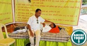 भ्रष्टाचार निवारण समितीचे जिल्हा अध्यक्ष : संतोष ताटीकोंडावार यांनी उपोषण मंडापला भेट