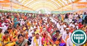 पेरमिली येथे सामूहिक विवाह सोहळ्यात १११ जोडपी विवाहबद्ध : माजी आमदार राजे अम्ब्रिशराव आत्राम यांच्या पुढाकार