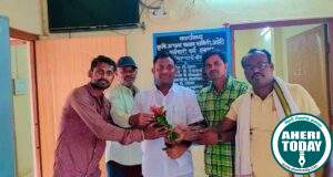 नवनियुक्त कृषि सभापती अजयभाऊ कंकडालवार यांची सत्कार : शांतीग्राम येथील कार्यकर्ते यांनी पुष्पगुच्छा देवून केली स्वागत