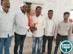 नवनिर्वाचित सभापती सतिश गांजीवार यांचे आदिवासी आघाडी जिल्हा कार्याध्यक्ष संदीप कोरेत यांच्या कडून सत्कार