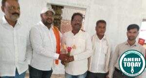 नवनिर्वाचित सभापती सतिश गांजीवार यांचे आदिवासी आघाडी जिल्हा कार्याध्यक्ष संदीप कोरेत यांच्या कडून सत्कार