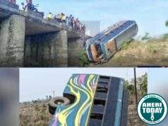 बस नाल्यात कोसळल्याने एक जागीच मूत्या तर 24 जण गंभीर जखमी