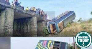 बस नाल्यात कोसळल्याने एक जागीच मूत्या तर 24 जण गंभीर जखमी