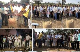 माजी जि.प.अध्यक्ष अजय कंकडालवार व संचालक सैनूजी गोटा यांच्या हस्ते कोठी,घोटपाडी,आरेवाडा,तडगाव येथील धान खरेदीला प्रारंभ