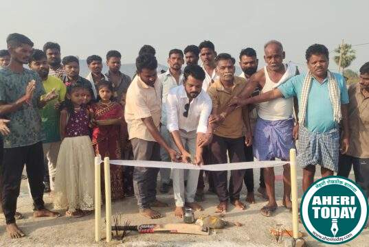मरपल्ली येथील भव्य टेनिस बॉल क्रिकेट स्पर्धेचे उदघाटन उत्सहात संपन्न